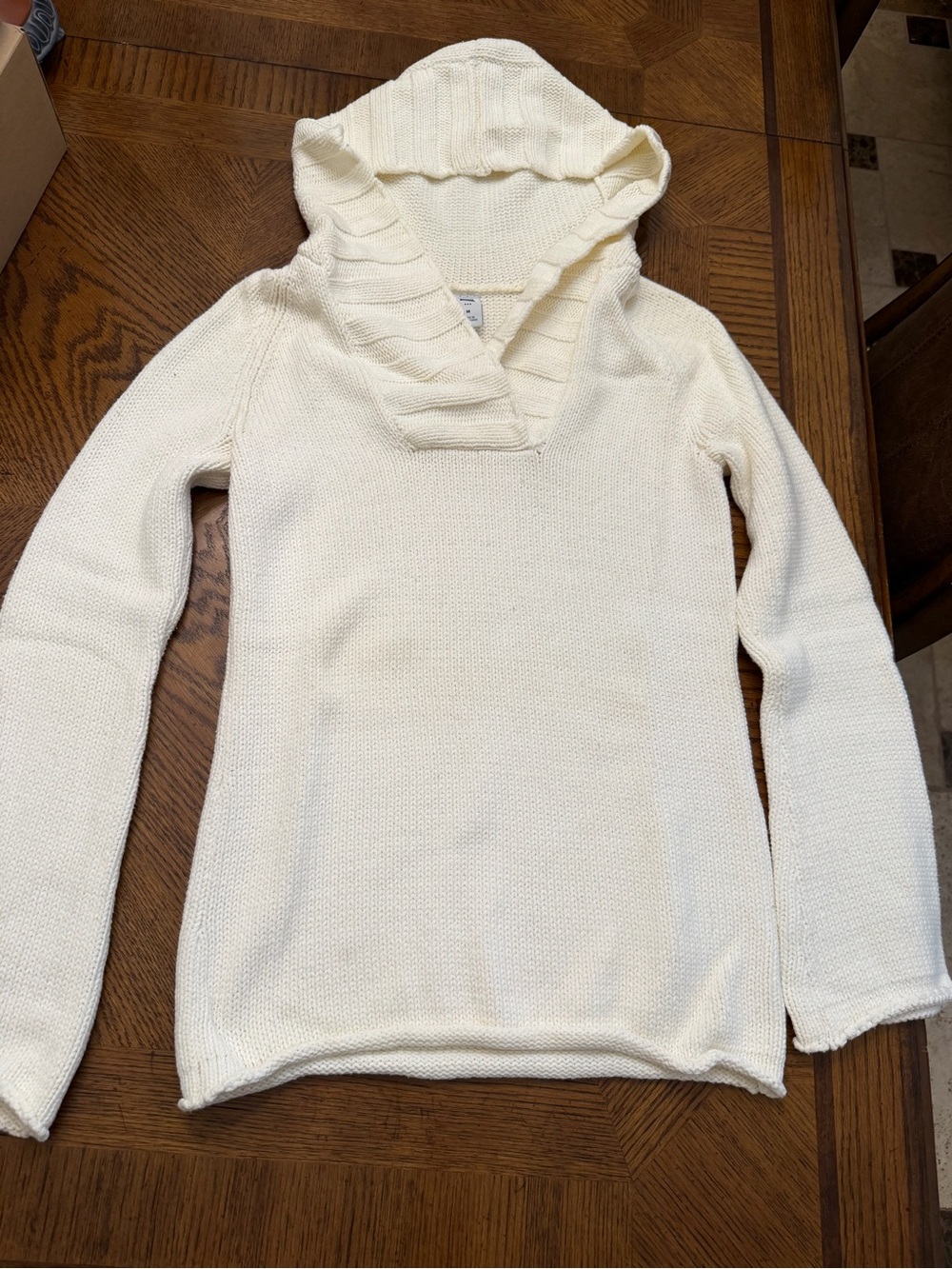 GAP Cream Hooded Knit Cowl Sweater